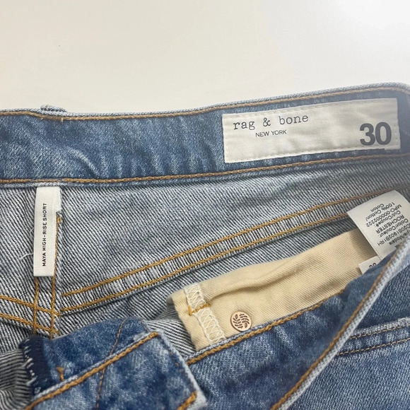Rag & Bone Maya High Rise Button Fly Raw Hem Distressed Denim Shorts Size 30 - Picture 10 of 12